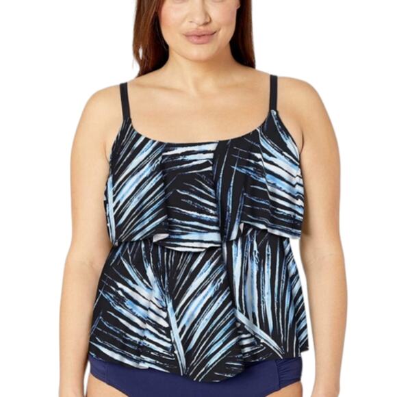 Maxine of Hollywood palm 2pc Tiered tankini boy shorts Plus Size‎ 20 W New - Picture 1 of 13